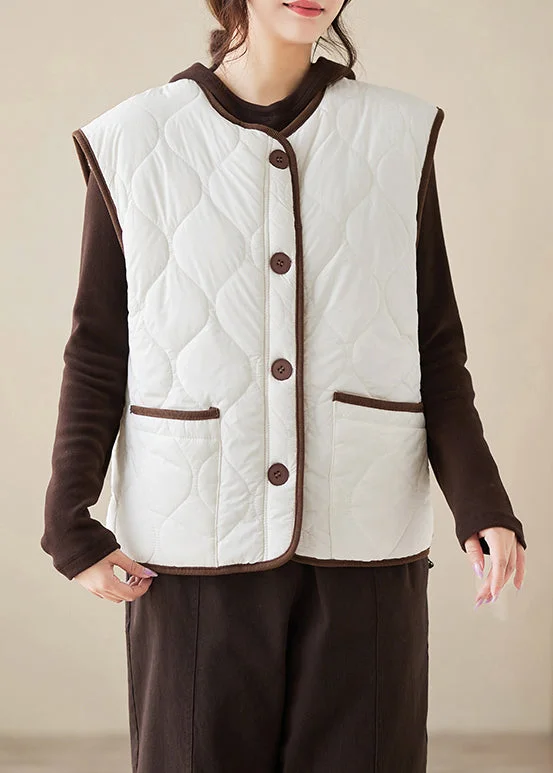 Women's Coats with Fur Trimmed CollarLoose White Button Wear On Both Sides Teddy Faux Fur Waistcoat Sleeveless