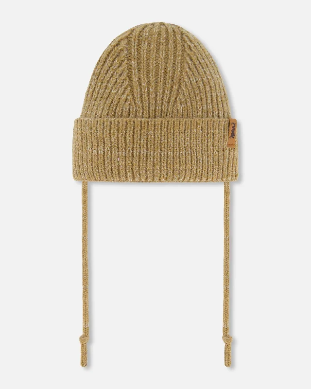 breathable mesh hats with adjustable straps for a perfect fitMid-Season Knit Hat With Strings Taupe