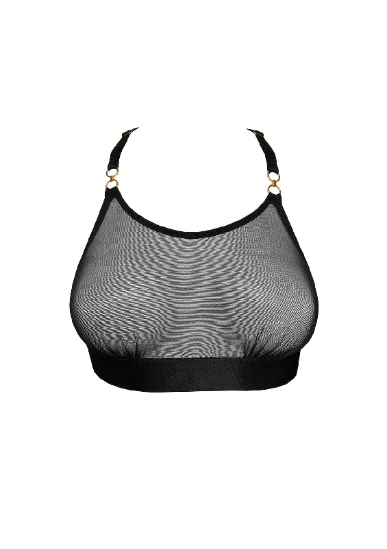 plus-size demi-cup bra with lace overlayBordelle Dia Soft Cup Bra | BLACK