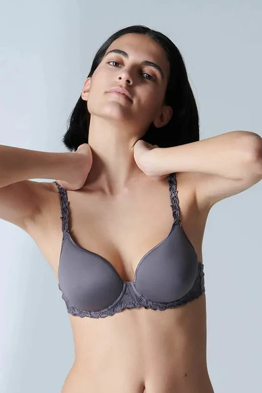 convertible bra with silicone strips for supportSimone Perele Andora Spacer Plunge Lined Bra | GREY