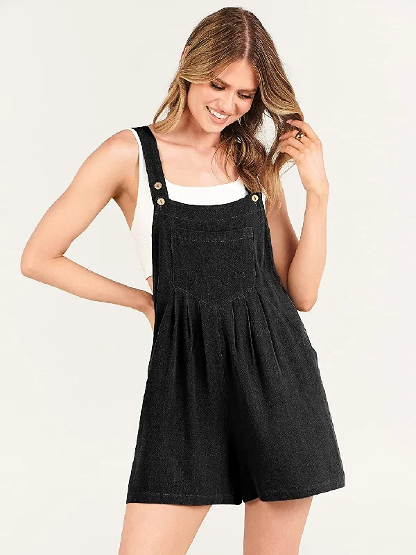 women's pajamas for those who appreciate soft, breathable fabricsAdjustable Wide Leg Pocket Short Overalls Romper