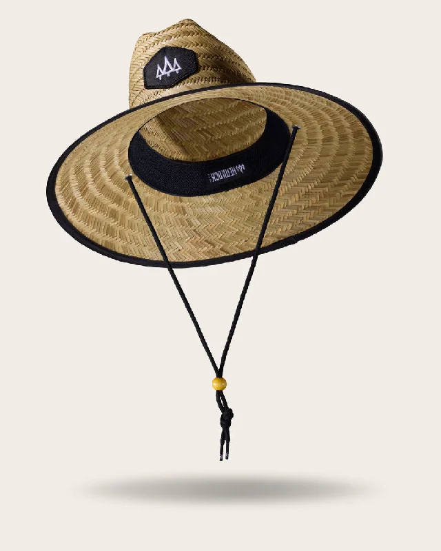 elegant top hatsMidnight Straw Hat - Black Brim Bare Bottom