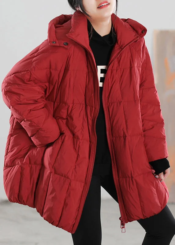 Women's Coats with Fur TrimmedCasual Red Zippered Button Removable Duck Down Coat Winter