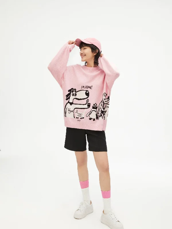 Women's Collarless Design SweatersZoo Sweater