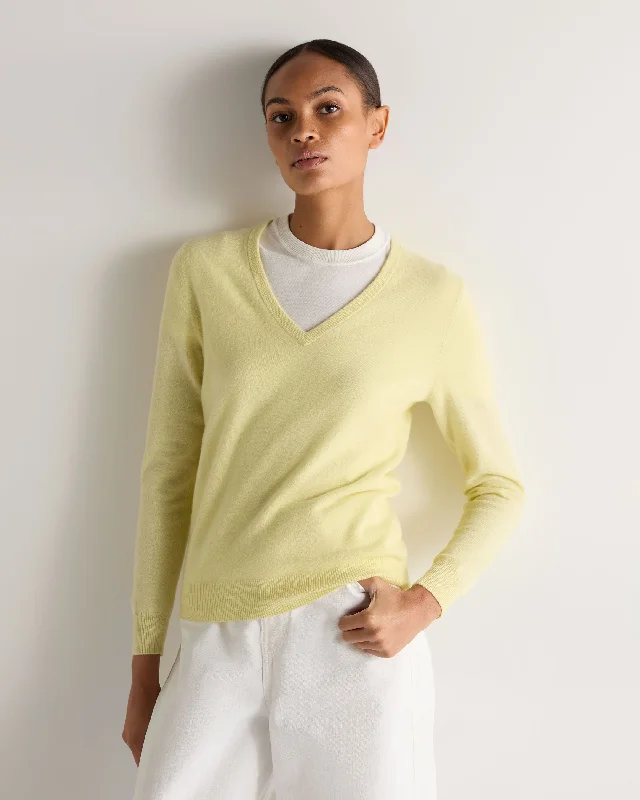 Women's Czech Wool SweatersWomen's Phoebe V Neck Cashmere Jumper Granita Yellow