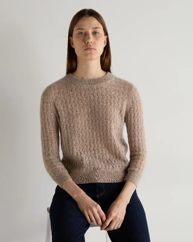 Women's Low Collar SweatersWomen's Moving Rib Cashmere Jumper Oatmeal Brown