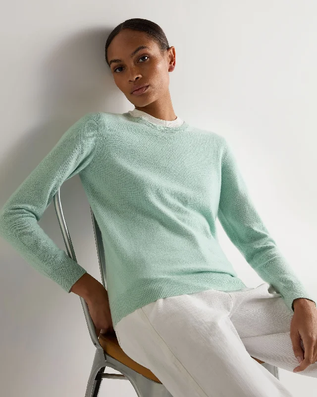 Women's Irish Wool SweatersWomen's Evie Classic Round Neck Cashmere Jumper Dusty Teal Green