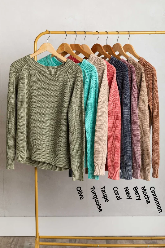 Women's High Collar SweatersWashed Yarn Crewneck Pullover Sweater