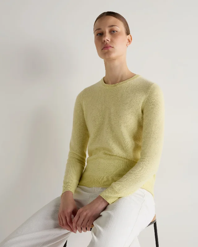 Women's Sweetheart Collar SweatersWomen's Evie Classic Round Neck Cashmere Jumper Granita Yellow