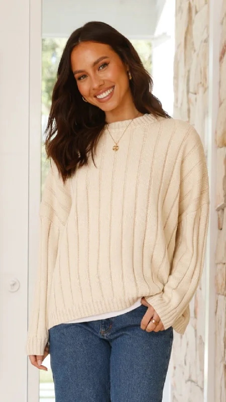 Women's U-Shaped Collar SweatersNaima Jumper - Cream