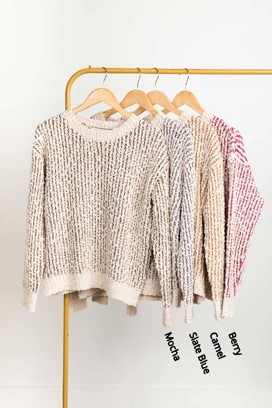 Women's Square CollPopcorn Pullover Sweater