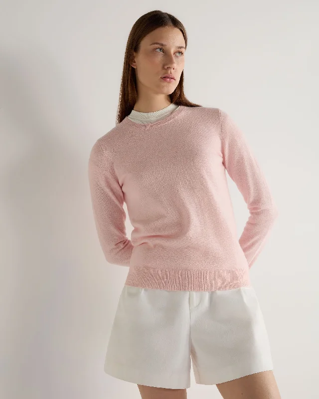 Women's Merino Wool SweatersWomen's Evie Classic Round Neck Cashmere Jumper Blossom Pink