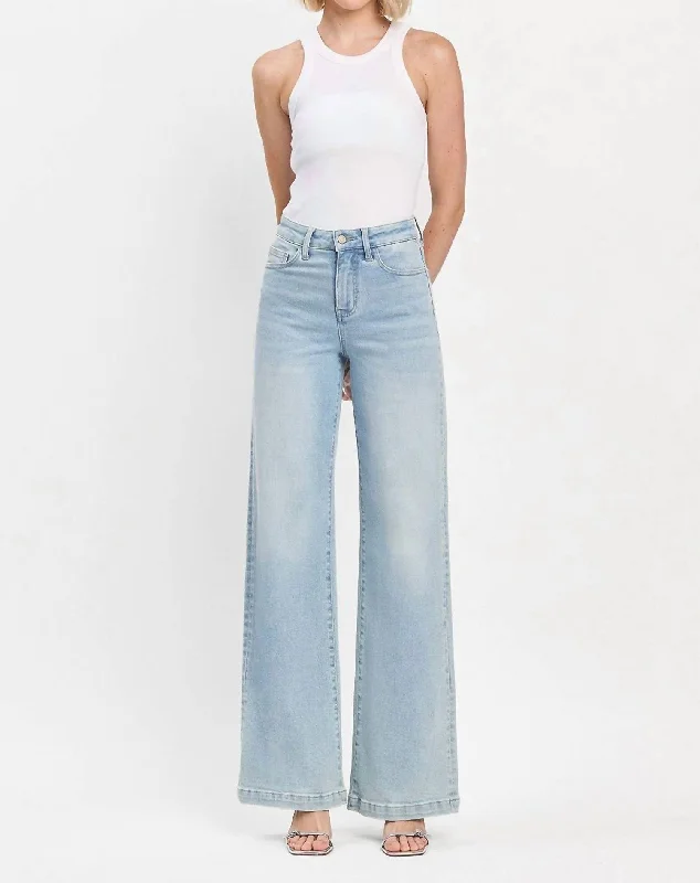 Women's Bootcut PantsOptimistic Wide Leg Jeans In Light Wash Denim