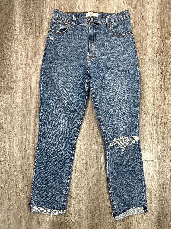 Women's Jodhpurs with Square CollarJeans Straight By Abercrombie And Fitch In Blue Denim, Size: 8