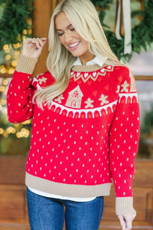 Women's Narrow Collar SweatersHoliday Dreaming Red Novelty Sweater