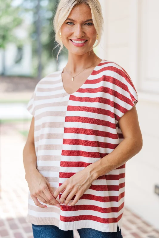 Women's Fitted SweatersJust Too Easy Oatmeal Striped Top