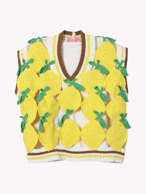 Women's V-Shaped Collar SweatersCROCHET LEMON VEST