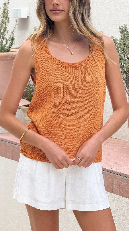 Women's Ribbed SweatersLenny Knit Top - Orange