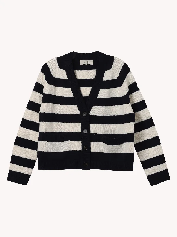 Women's Collarless Design SweatersThe Varsity Cardigan