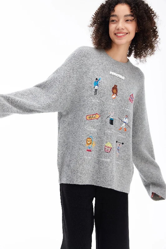 Women's Collarless Design SweatersCircus Sweater