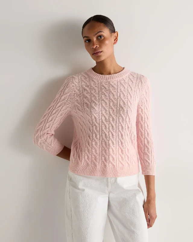 Women's Shawl Collar SweatersWomen's Emilia Cable Round Neck Cashmere Jumper Blossom Pink