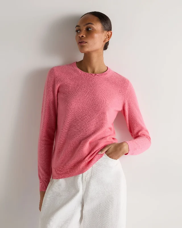 Women's Montenegrin Wool SweatersWomen's Evie Classic Round Neck Cashmere Jumper Camellia Pink