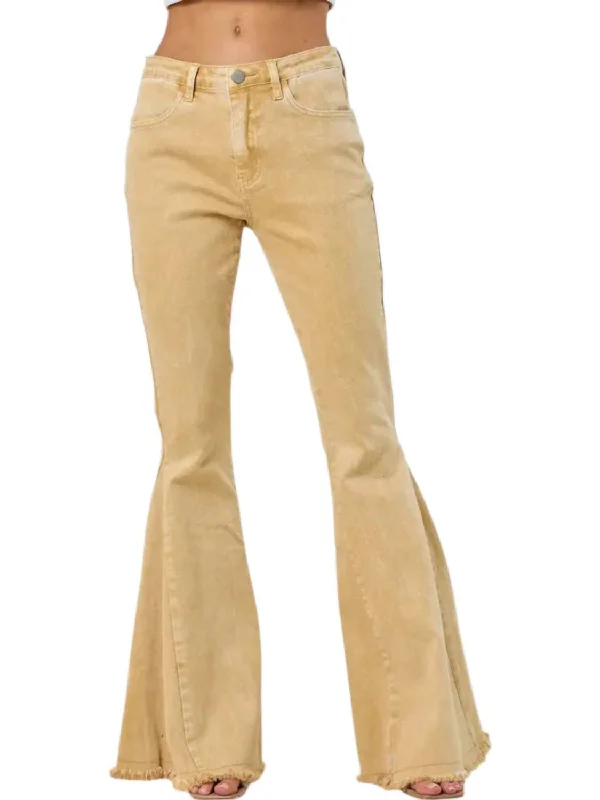 Women's JeggingsFlared Denim Pants In Sand