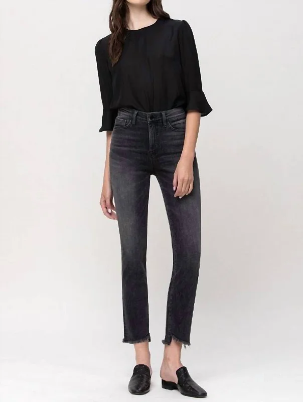 Women's Jodhpurs with Shirt CollarKenny High Rise Straight Jean In Washed Black