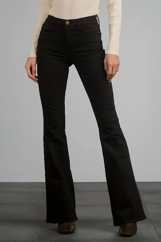 Women's Jodhpurs with Boat NeckHi Waist Flared Jeans In Black