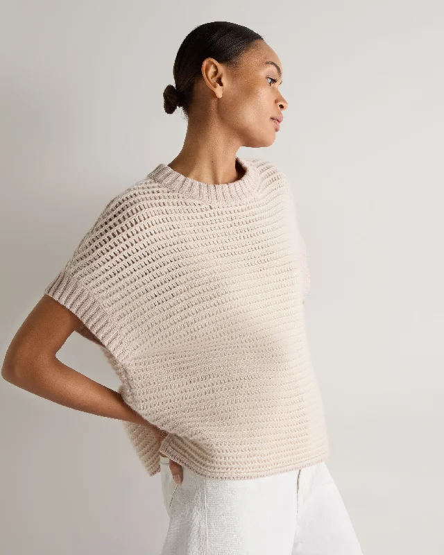 Women's Peter Pan Collar SweatersWomen's Mesh Stitch Cashmere Silk Poncho Dusk Pink