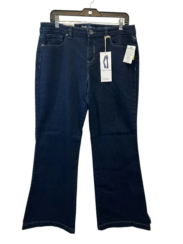 Women's Jodhpurs with Wide CollarJeans Flared By Style And Company In Blue Denim, Size: 14p