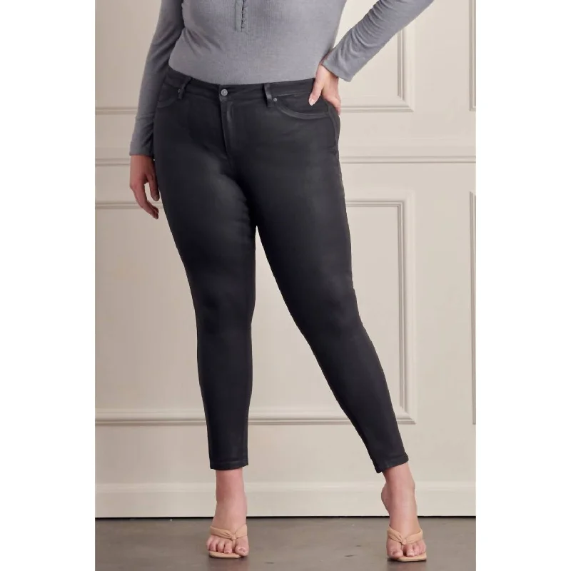 Women's Jodhpurs with Straight LegCoated Super Skinny Jeans - Plus In Black