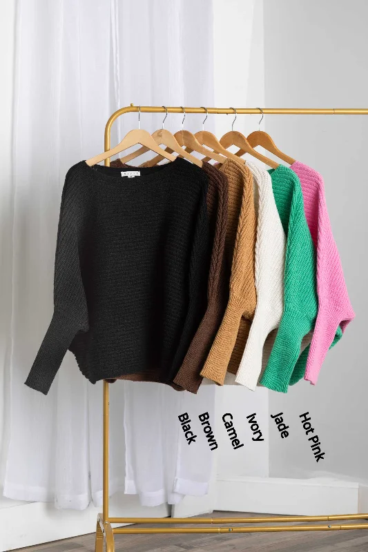 Women's Embroidered SweatersDolman Sleeve Oversized Sweater