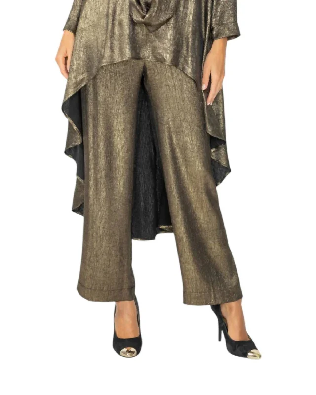 Women's Jodhpurs with Wide LegFlowy Pants In Black/gold