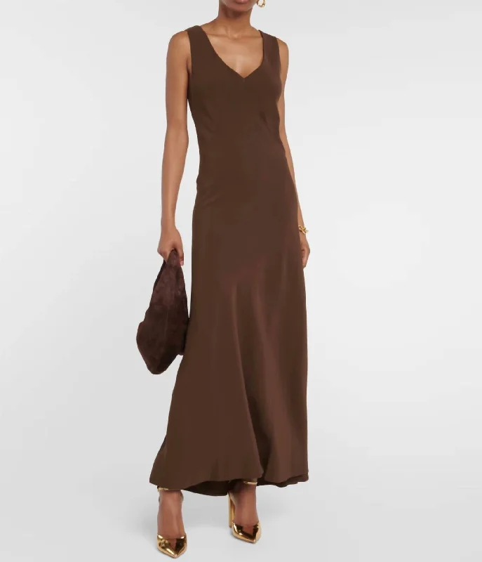 Women's Keyhole-Back DressesBordeaux Long Dress In Coffee