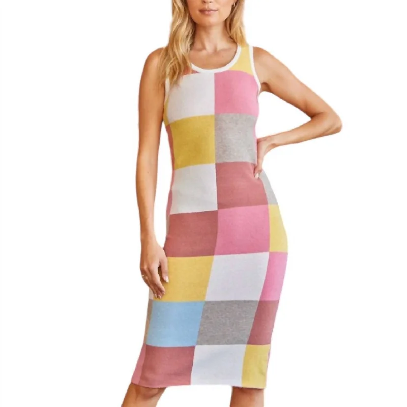 Women's Shirt Collar DressesColorblock Dress In Multicolor