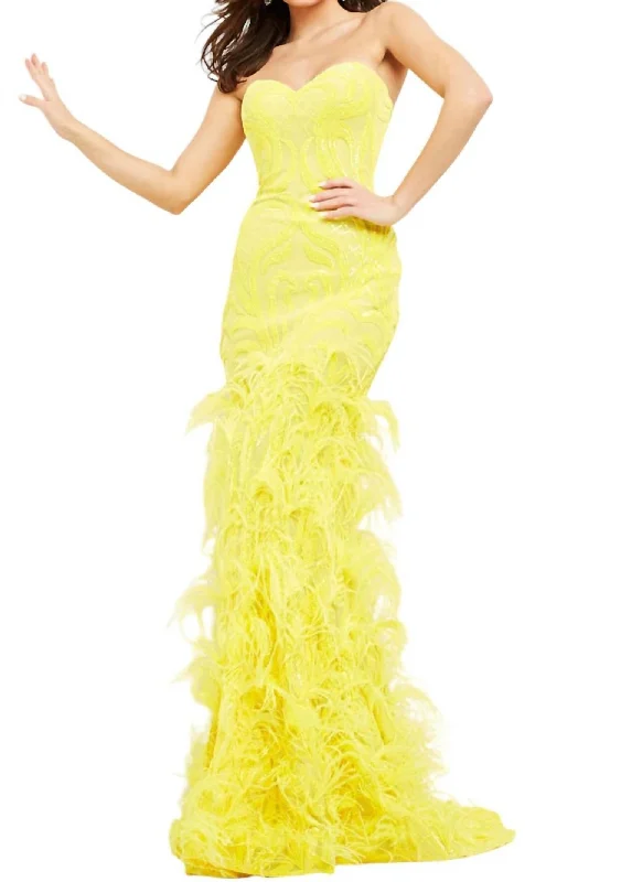 Women's Wrap DressesEmbellished Sweetheart Strapless Sheath Dress In Yellow