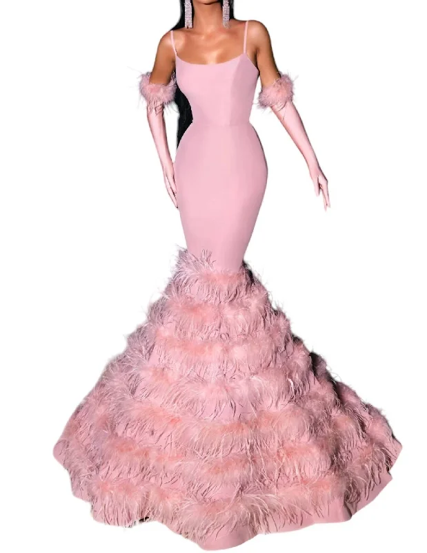 Women's Shawl Collar DressesFigure-Hugging Mermaid Style Dress In Blush