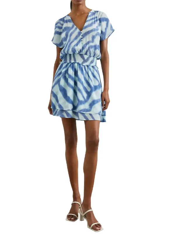 Women's Mini DressesKarla Dress In Blue Watercolor Stripes