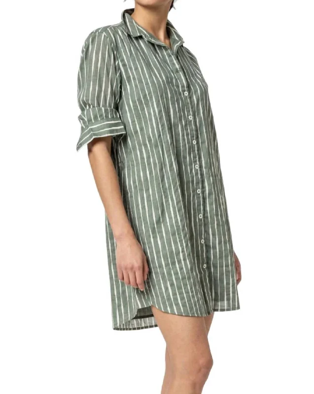 Women's Racerback DressesLong Sleeve Shirt Dress In Artichoke/rope