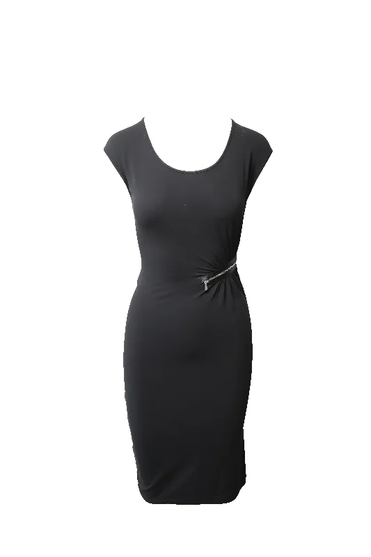 Women's High Collar DressesMichael Kors Asymmetrical Zip Cocktail Dress in Black Rayon