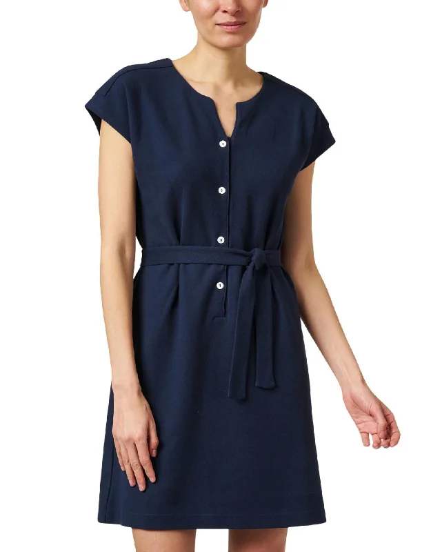 Women's Notched Collar DressesNico Cotton Dress In Navy Blue