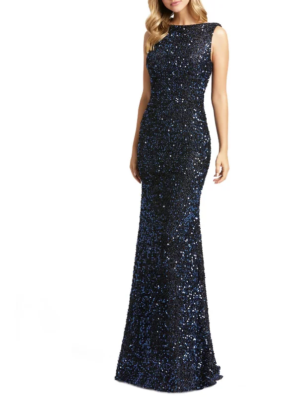 Women's Boat Collar DressesPlus Womens Sequined Evening Wear Evening Dress