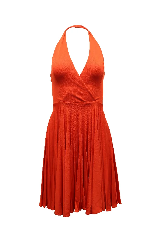 Women's Sweetheart Collar DressesRalph Lauren Collection Halter Dress Dress in Orange Viscose