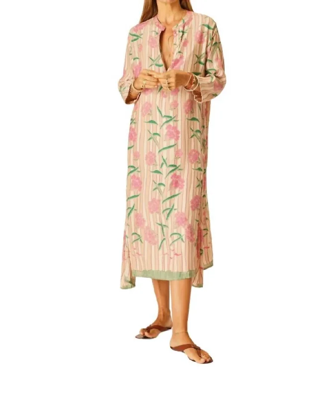 Women's V-Shaped-Neck DressesSilk Print Isobel Dress In Chamomile Rose