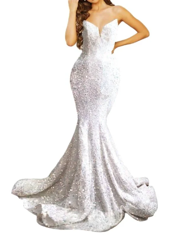 Women's High-Low DressesStrapless Long Prom Dress In Ivory