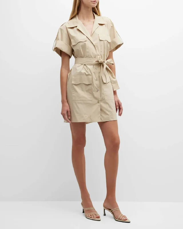 Women's Peter Pan Collar DressesWeathercloth Cargo Dress In Tan