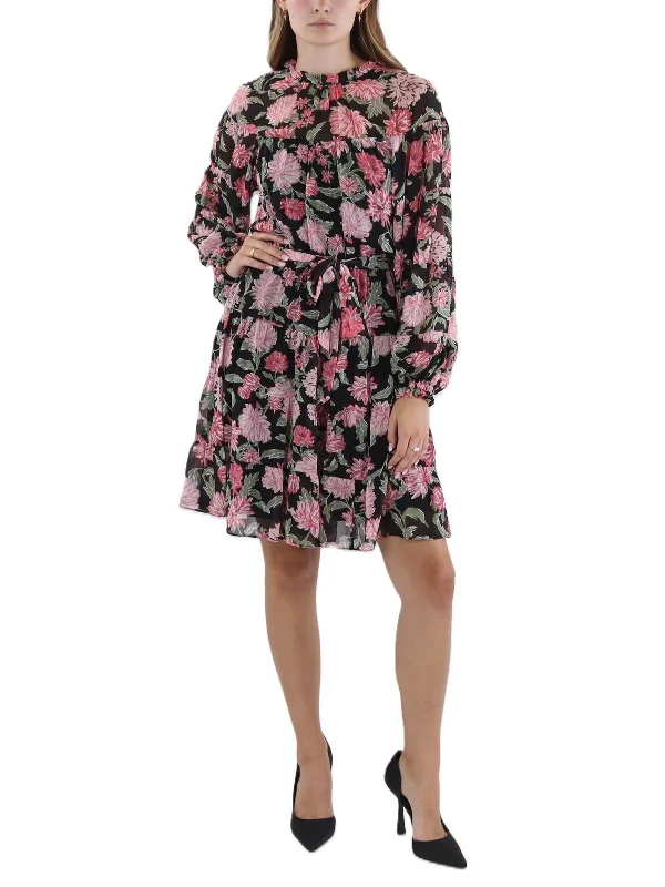 Women's Wide Collar DressesWomens Floral Print Ruffled Fit & Flare Dress