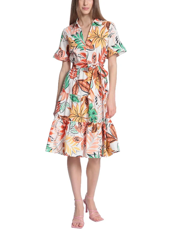 Women's Low Collar DressesWomens Printed Collared Shirtdress