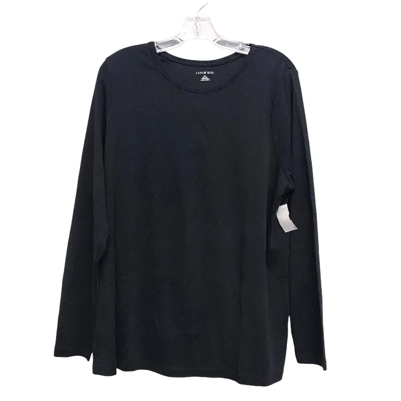 Women's Blouse with Keyhole CollarBLACK TOP LS by LANDS END Size:1X